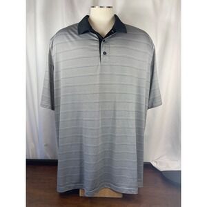 Reebok Polo Golf 4XLT Tall Shirt Grey Black Striped Short Sleeve Beach Casual